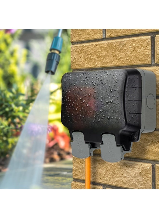 بي جي إليكتريكال مقبس طاقة خارجي مزدوج مقاوم للماء بمعيار IP66 من بي جي إلكتريكال WP22-01، 13 أمبير، رمادي - Image 2